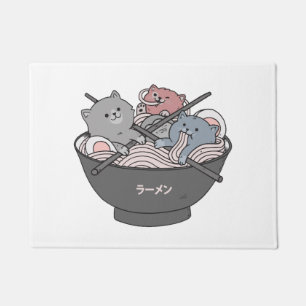 Felpudo Ramen de gato Kawaii