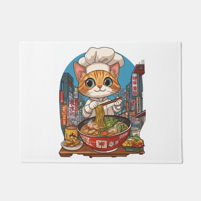 Felpudo Ramen Neko � Gato Chef Divertido Anime Comida (Anverso)
