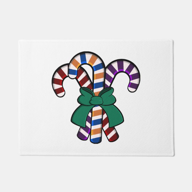 Felpudo Ramo Candy Canes - cinta verde (Anverso)