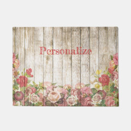 Felpudo Ramo de flores vintage personalizado con cerca de 