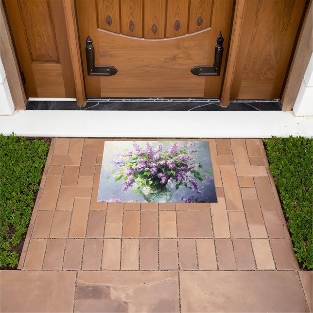 Felpudo Ramo de lilas en flor de lavanda (Exterior)