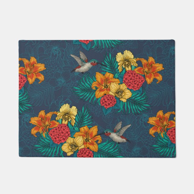 Felpudo Ramos tropicales y colibríes (Anverso)