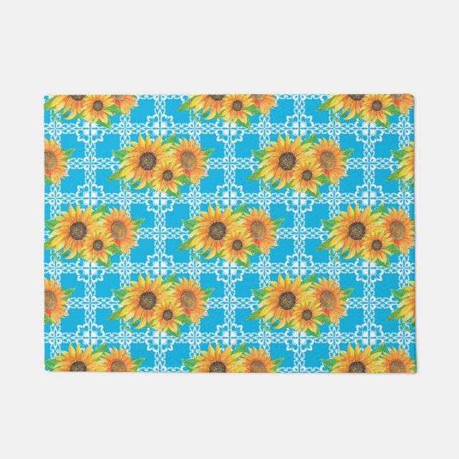 Felpudo Rana floral de girasol (Anverso)