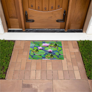 Felpudo Ranas De Lotus Y Lily Pad