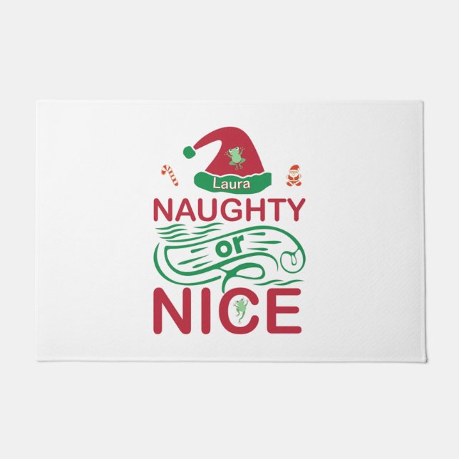 Felpudo Ranas Navidades traviesas o bellas con Santa Desig (Anverso)