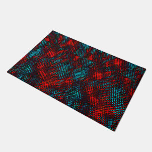 Felpudo Rascado cuadrado rojo y azul claro