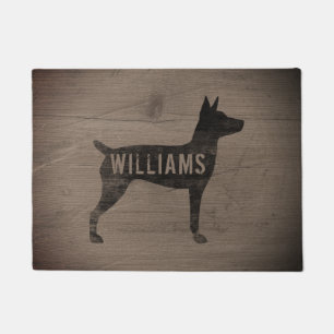 Felpudo Rat Terrier Dog Silhouette Rustic Personalizado
