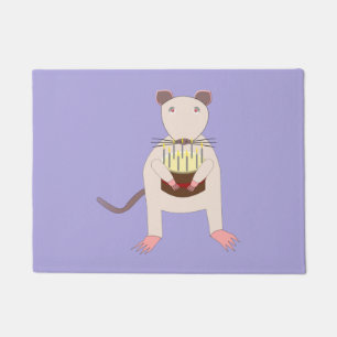 Felpudo Rata siamesa con pastel de cumpleaños