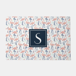 Felpudo Ratón Monogramado Trópico Patrón Flamingo Rosa