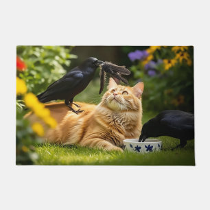 Felpudo Ravens Juega Con Las Plumas De Gato