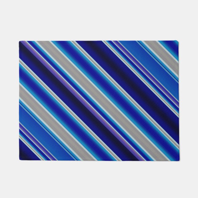 Felpudo Rayas de azul, beige y lavanda (Anverso)