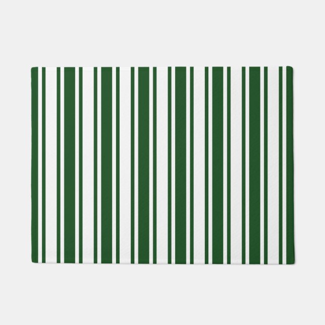 Felpudo Rayas de caramelo verde oscuro y blanco (Anverso)