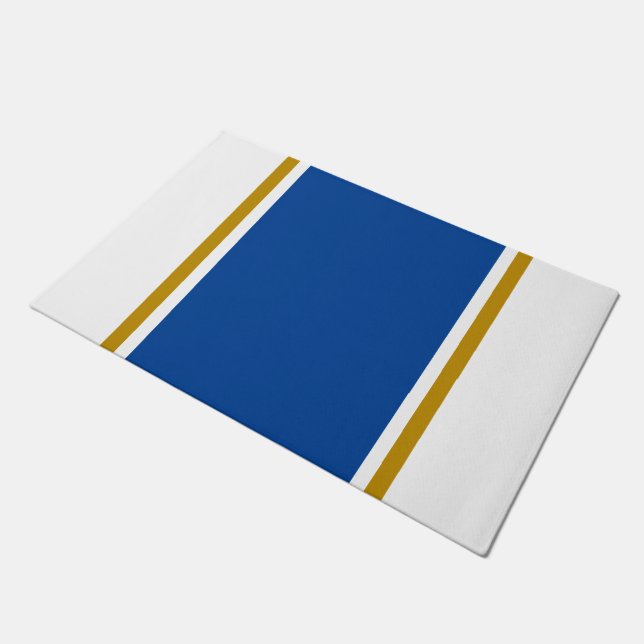 Felpudo Rayas de Carreras Azul Marrón Profundo Vertical So (Angular)