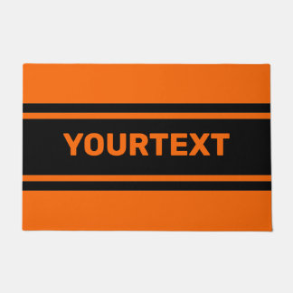 Felpudo Rayas de Carreras negra Naranja personalizadas