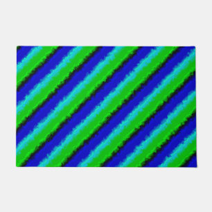 Felpudo Rayas de vidrio roto azul verdoso