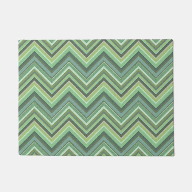 Felpudo Rayas de zigzag verde oliva (Anverso)