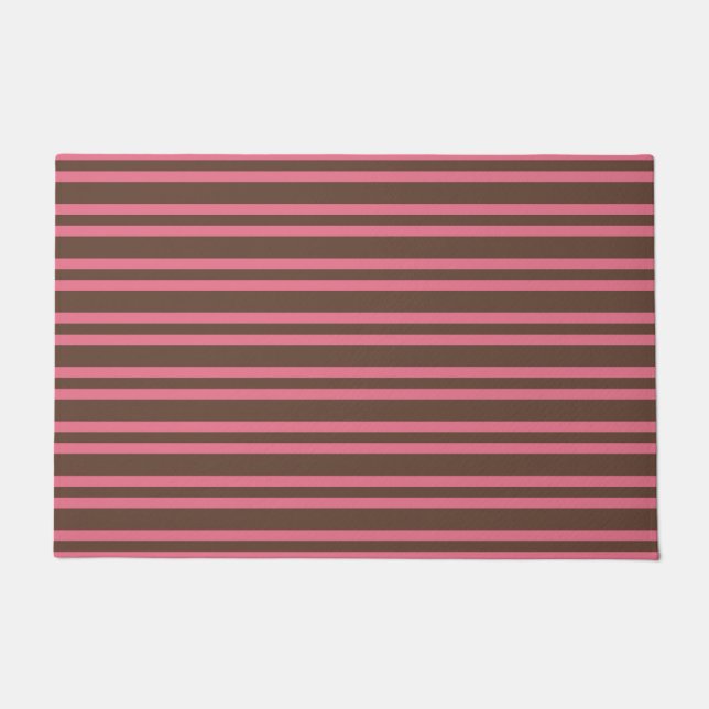 Felpudo Rayas Marrones Rosadas Patrón Continuo (Anverso)