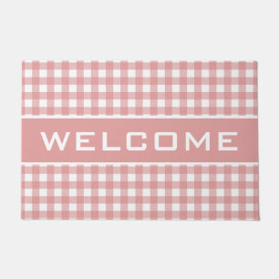 Felpudo Rayas rosadas Patrón Gingham Doormat