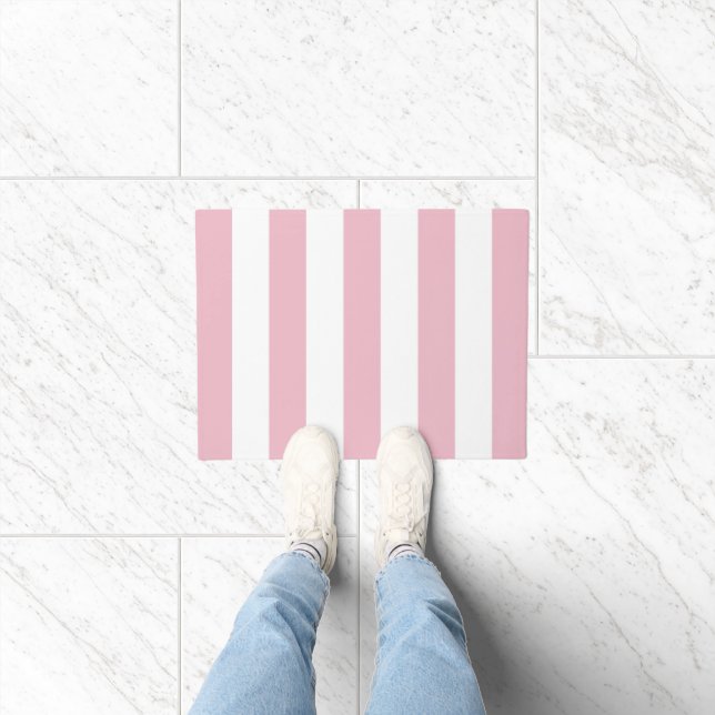 Felpudo Rayas rosas, franjas blancas, patrón rayado (Interior)