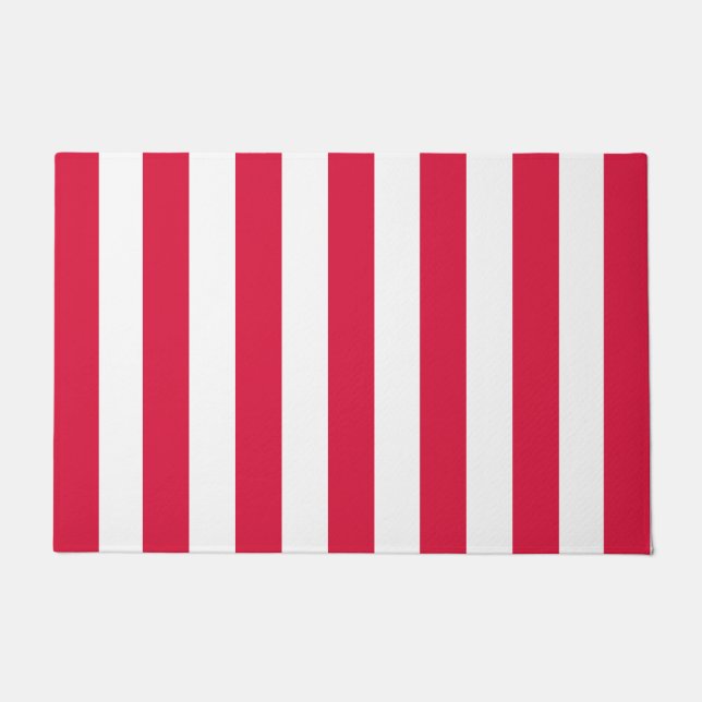 Felpudo Rayas verticales gruesas Crimson Rojo Y Blanco (Anverso)
