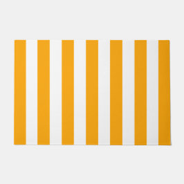 Felpudo Rayas verticales gruesas Naranja y rayas blancas
