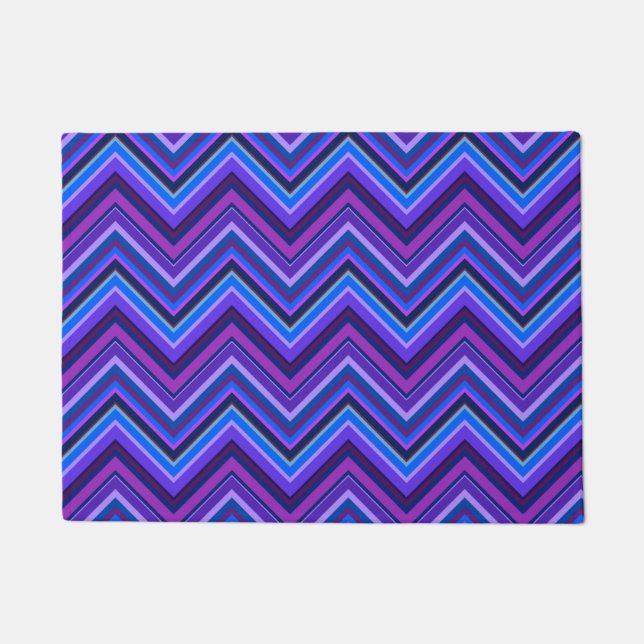 Felpudo Rayas zigzag azules y violetas (Anverso)