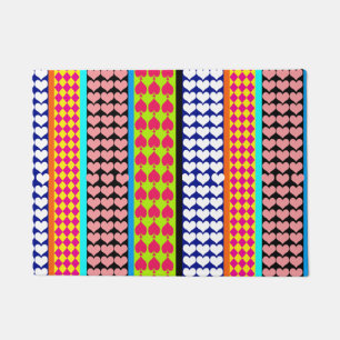 Felpudo Rayos Corazones Diamantes Diseño Mezclado Boho
