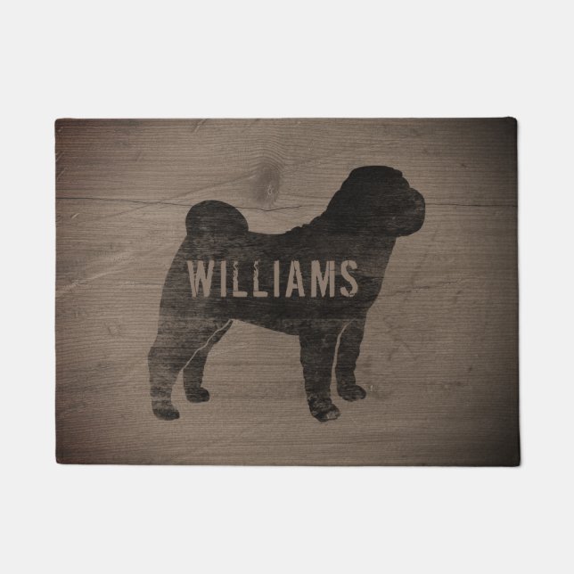 Felpudo Raza de perro personalizada Shar-Pei Silhouette ch (Anverso)
