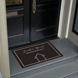Felpudo Realtor del Personalizado blanco negro de la Casa 