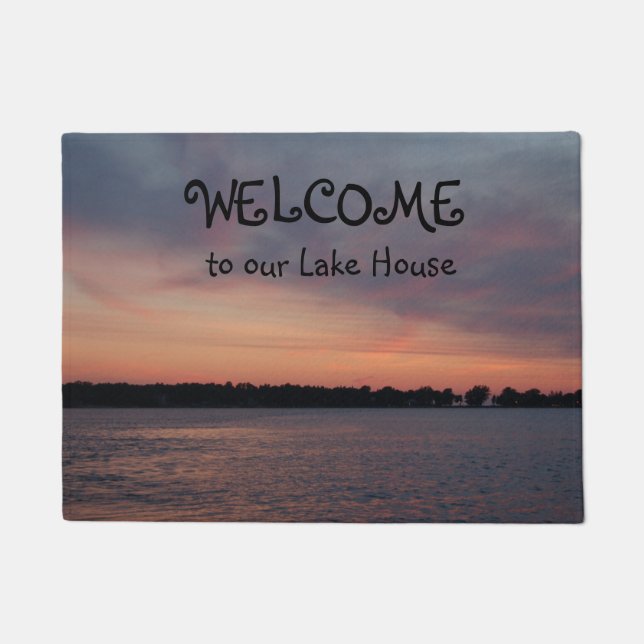 Felpudo Recepción a nuestro Doormat de la casa del lago (Anverso)