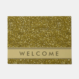 Felpudo Recepción clásica de la mirada del purpurina del