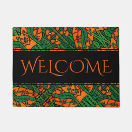 Felpudo Recepción verde anaranjada del modelo del lagarto