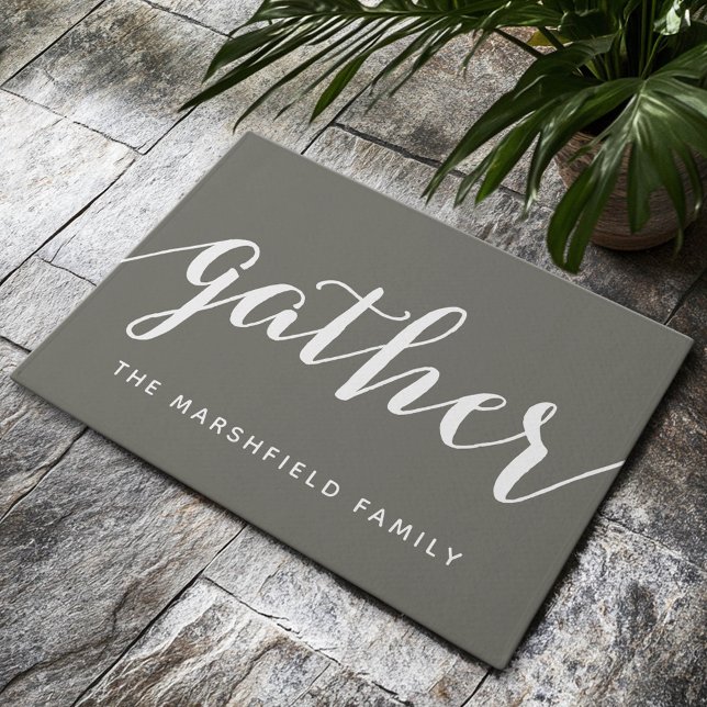 Felpudo Recolección - Caligrafía moderna con nombre famili (Custom Welcome Doormat)