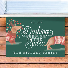 Felpudo Recorriendo A Través De La Nieve Dachshund Dog Swe