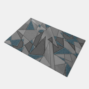 Felpudo Recortes triangulares grises con trozos de azul os
