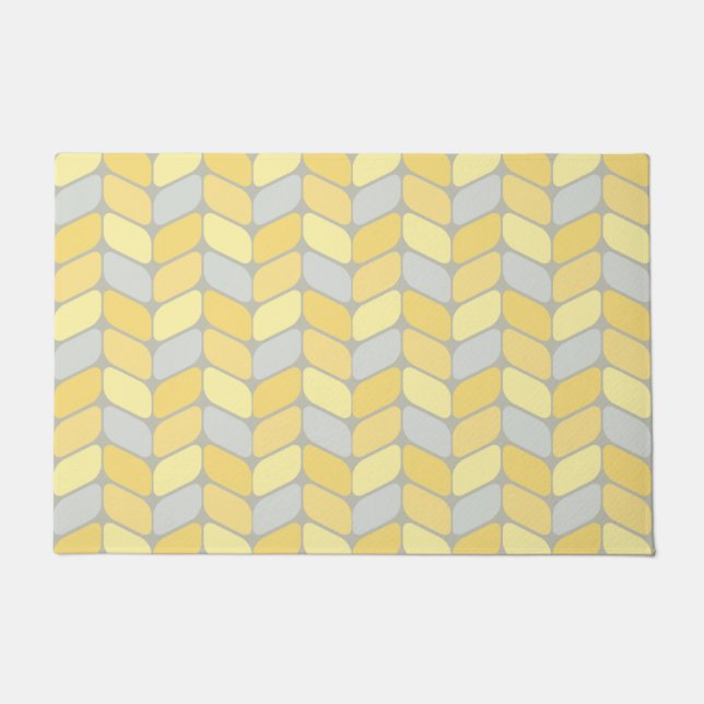 Felpudo Rectángulos diagonales vintage gris amarillo (Anverso)