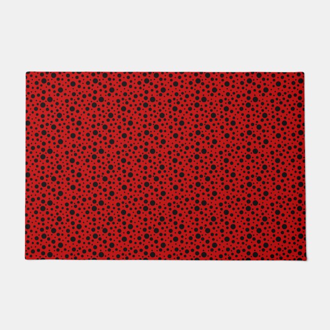 Felpudo Red and black polka dots funny ladybug (Anverso)