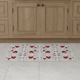 Felpudo Red and Black Retro Hand Drawn Hearts Love 