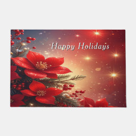 Felpudo Red Christmas Floral Holiday Doormat