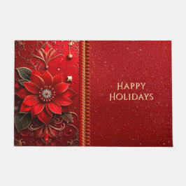 Felpudo Red Flower Holiday Doormat