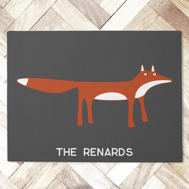 Felpudo Red Fox Personalizada (Personalized name or text red fox doormat)