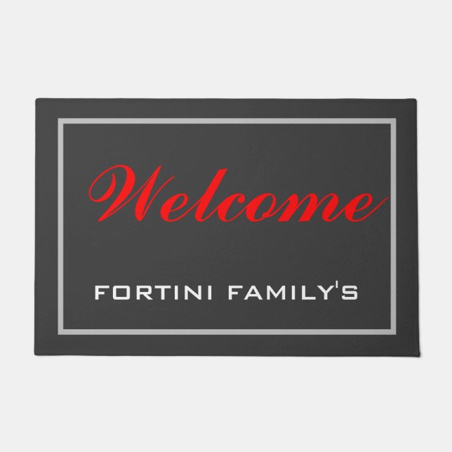 Felpudo Red Gray Moderno Minimalista de moda (Anverso)