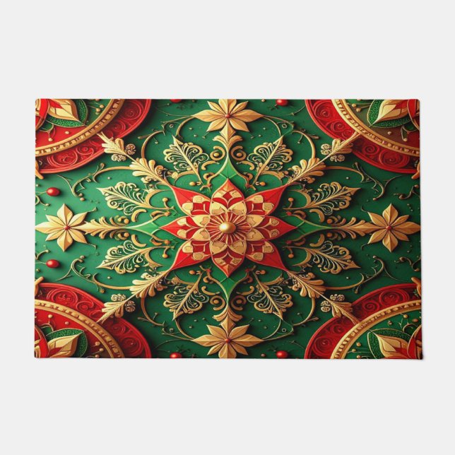 Felpudo Red Green Decorative Holiday Doormat (Anverso)