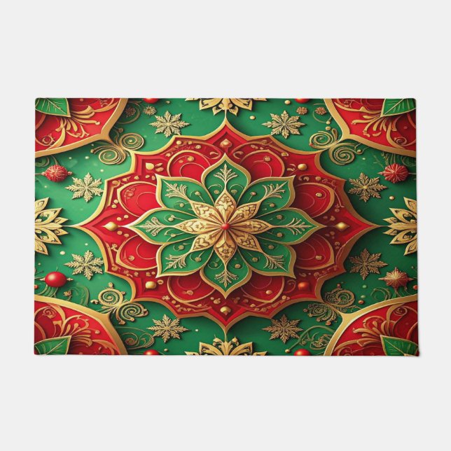 Felpudo Red Green Decorative Holiday Doormat (Anverso)
