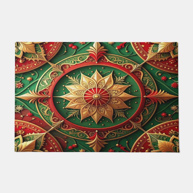 Felpudo Red Green Decorative Holiday Doormat (Anverso)