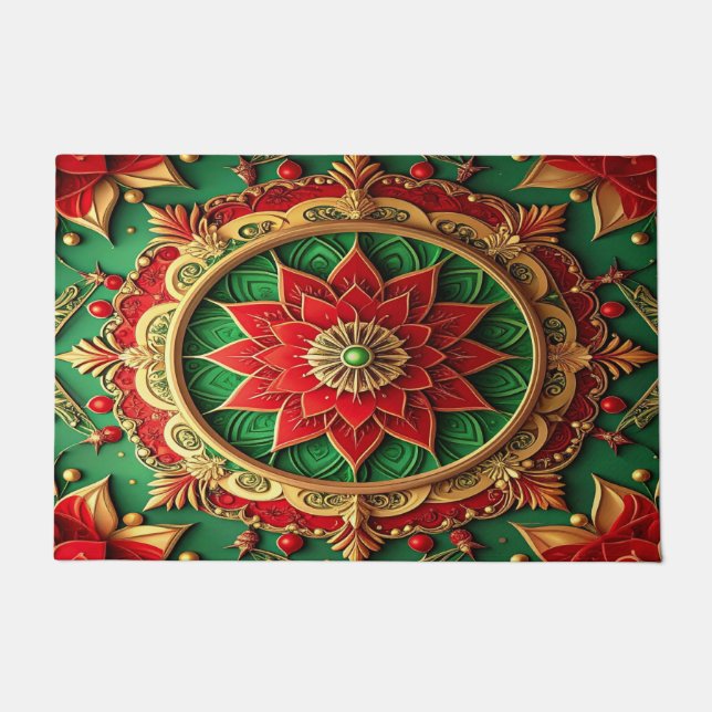 Felpudo Red Green Decorative Holiday Doormat (Anverso)