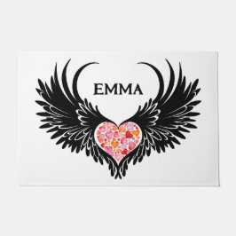Felpudo Red heart angel black wings