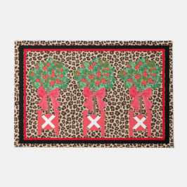 Felpudo Red Leopard Holly Berry Chinoiserie