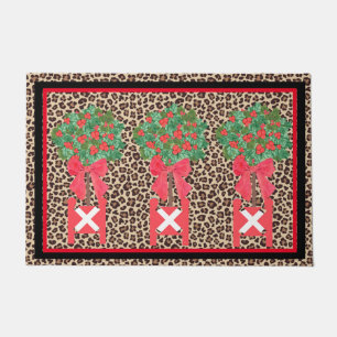 Felpudo Red Leopard Holly Berry Chinoiserie