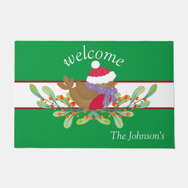 Felpudo Red Robin Floral Door Mat (Anverso)